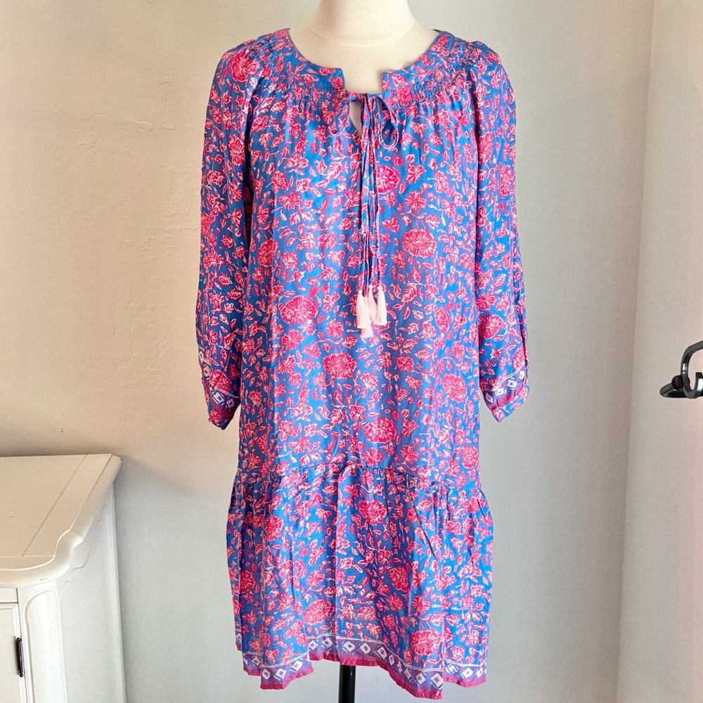 Natalie Martin Stevie Dress Blue Pink Floral Print, Small NWT